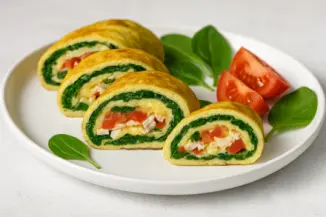 Изображение рецепта Яичный ролл со шпинатом и курицей
