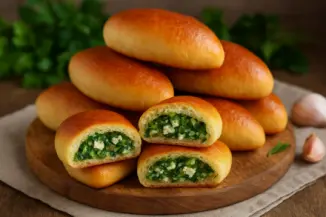 Изображение рецепта Пирожки с сыром тофу, зеленью и чесноком