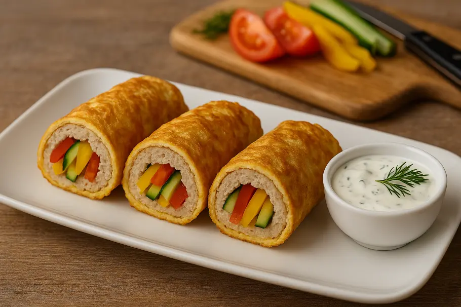 Фото готового рецепта Бризоль с овощами и куриным фаршем