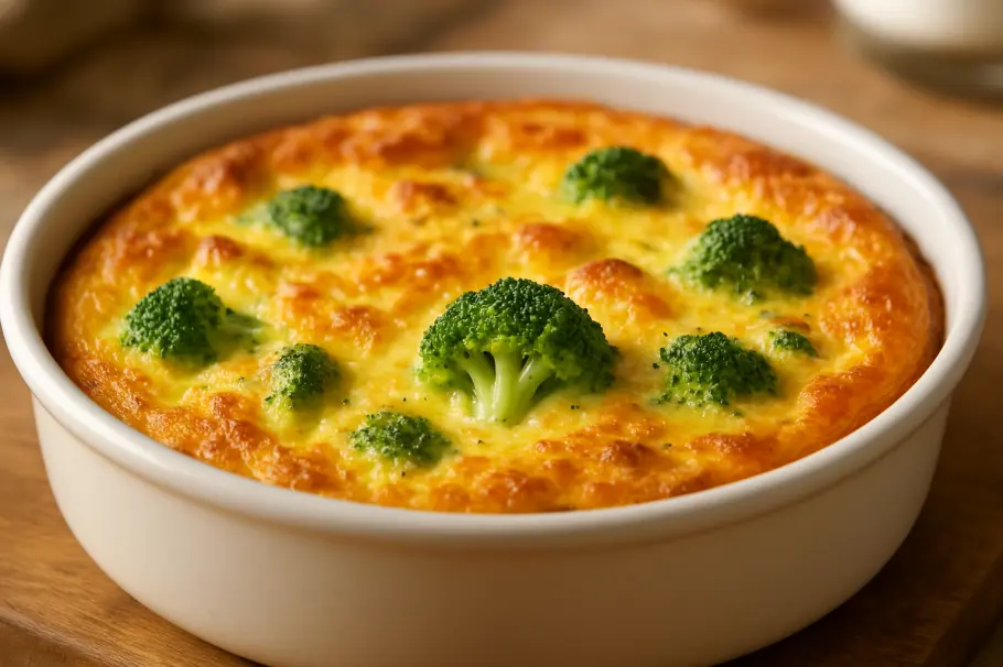 Фото готового рецепта Пышный омлет с брокколи в духовке