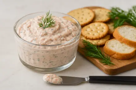 Фото Нежный рыбный паштет с творожным сыром и укропом