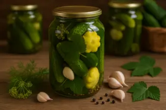 Изображение рецепта Маринованные огурцы с патиссонами на зиму