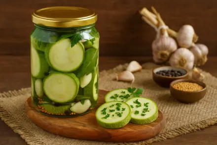 Фото Маринованные цукини с чесноком и зеленью на зиму