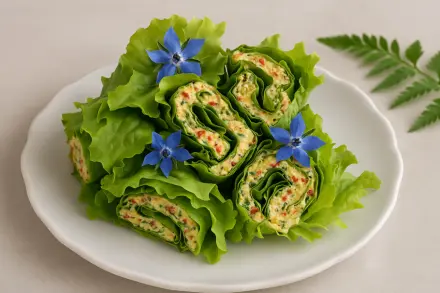 Фото Зеленые роллы с крабовыми палочками и сыром