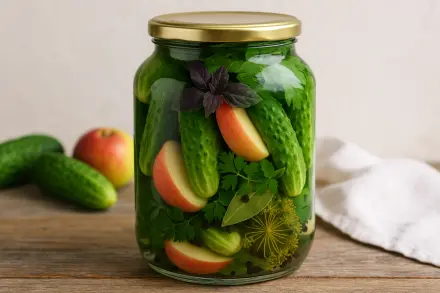 Фото Маринованные огурцы с яблоками на зиму