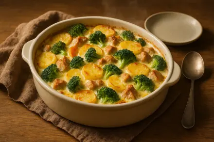 Фото Запечённый картофель с мясом и сыром