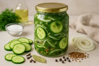 Изображение рецепта Огуречный салат с луком и укропом на зиму