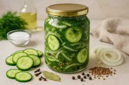 Фото Огуречный салат с луком и укропом на зиму