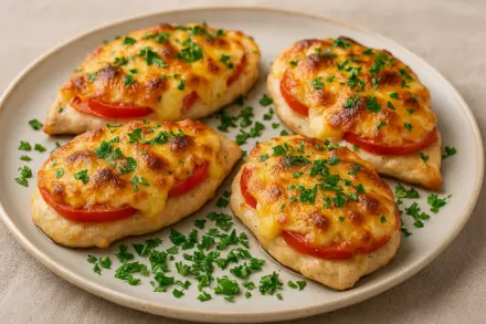 Фото Куриное филе запеченное с помидорами и сыром