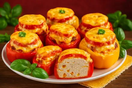 Фото Ласточкины гнезда из фарша с овощами и сыром