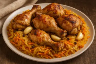 Изображение рецепта Курица в рукаве с капустой и чесноком