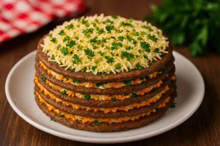 Фото Печеночный торт из куриной печени
