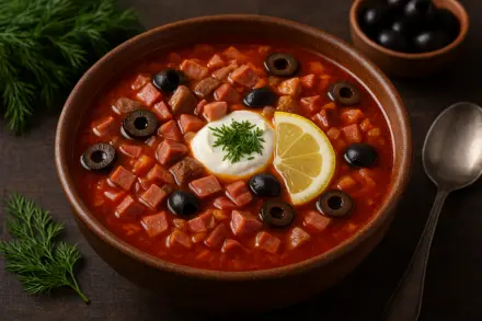 Фото Сборная мясная солянка с колбасой и копчёностями