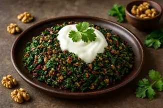 Изображение рецепта Борани с орехами и свекольной ботвой
