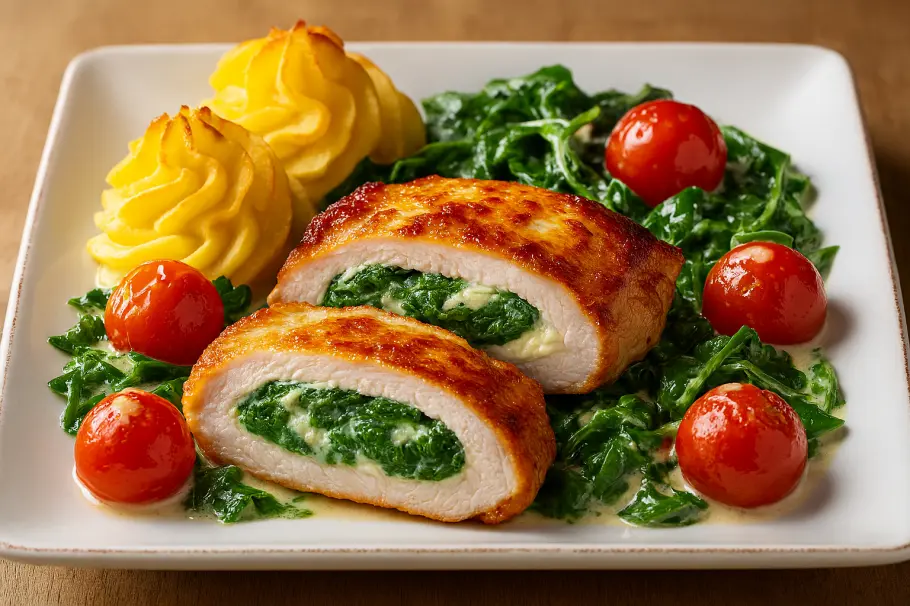 Фото готового рецепта Карбонад с сырно-зеленой начинкой в духовке