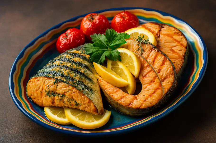 Фото готового рецепта Запеченная горбуша в духовке с сыром и лимоном