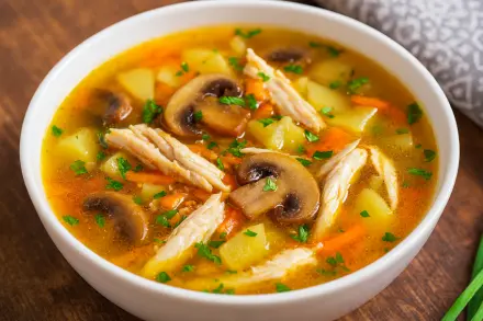Фото Суп с курицей и грибами