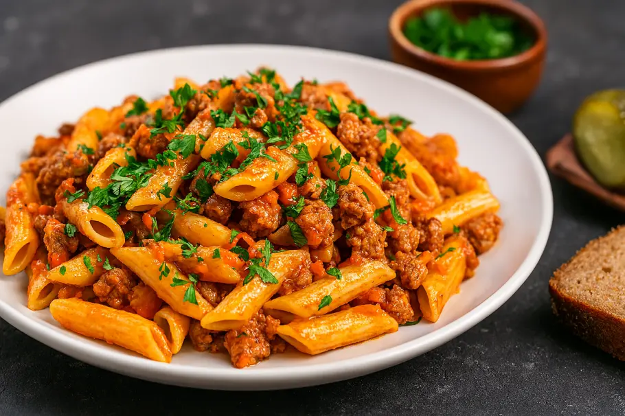 Фото готового рецепта Макароны по-флотски с фаршем