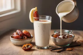 Превью рецепта Смузи на ряженке с бананом и финиками