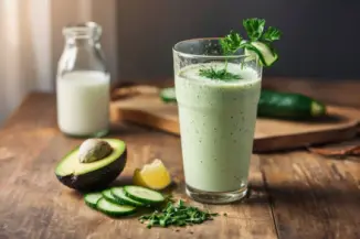 Превью рецепта Кефирный смузи с огурцом, авокадо и зеленью