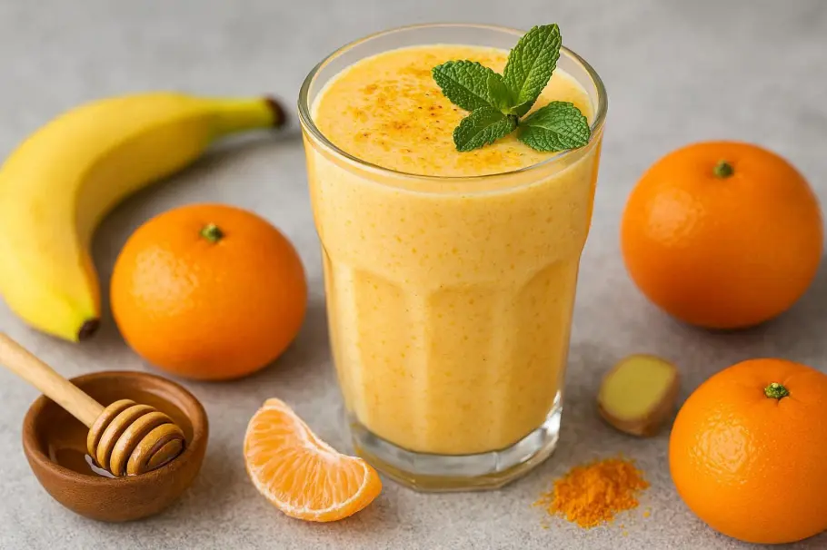 Фото готового рецепта Смузи с мандарином и бананом