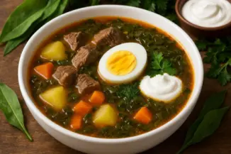 Превью рецепта Зеленый борщ с щавелем и яйцом