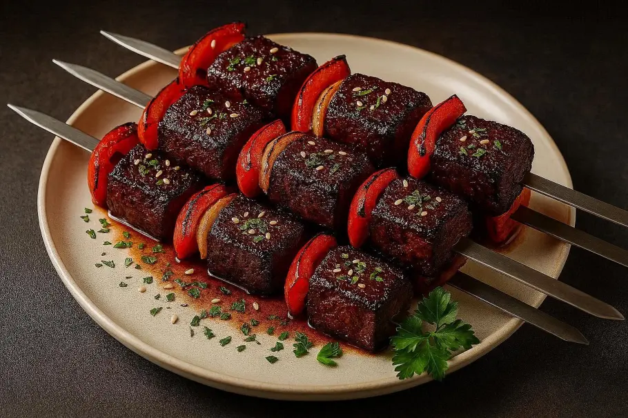 Фото готового рецепта Шашлык из говядины в соево-медовом маринаде