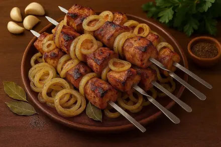 Фото Шашлык из свинины в минералке с луком и специями