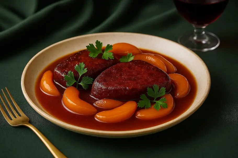 Фото готового рецепта Говядина с абрикосами