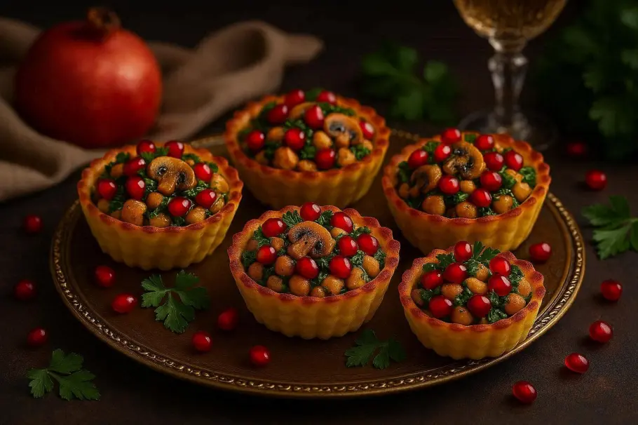 Фото готового рецепта Тарталетки с курицей и грибами