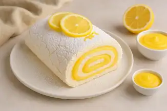 Превью рецепта Меренговый рулет с лимонным кремом - воздушный десерт без муки