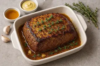 Превью рецепта Говядина, запечённая в горчично-медовом маринаде с тимьяном