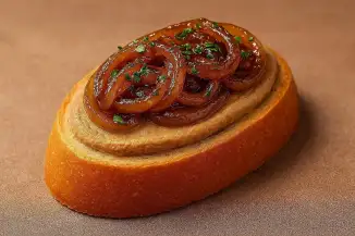 Превью рецепта Бутерброды с куриной печенью и луковым джемом - нежная закуска