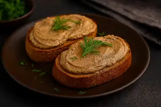 Превью рецепта Печеночный паштет на ржаном хлебе