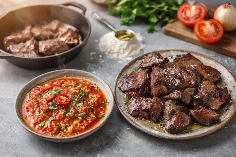 Фото готового рецепта Куриная печень по-кавказски