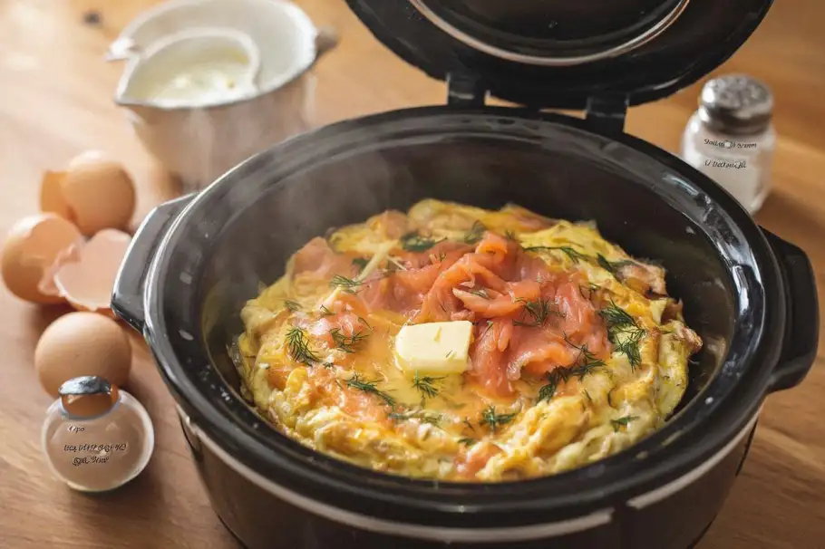 Фото готового рецепта Омлет с лососем в мультиварке