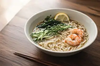 Превью рецепта Холодный рамен с креветками и мисо