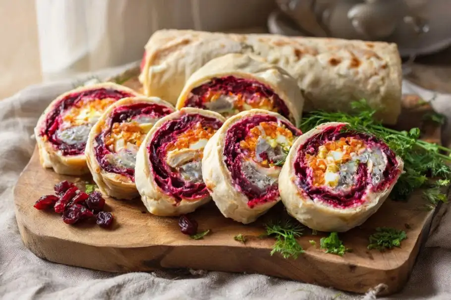 Фото готового рецепта Сельдь под шубой в лаваше