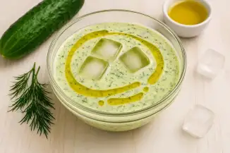 Превью рецепта Таратор - болгарский холодный суп с огурцами и грецкими орехами