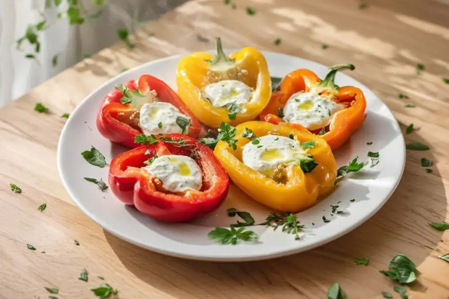 Фото готового рецепта Перец на пару с чесночным соусом