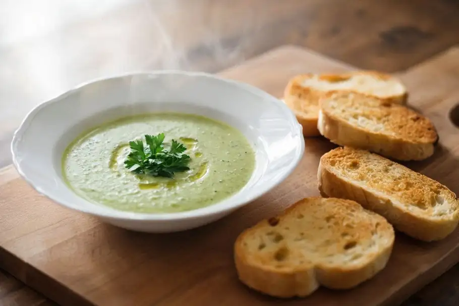 Фото готового рецепта Кабачковый суп на пару с чесноком