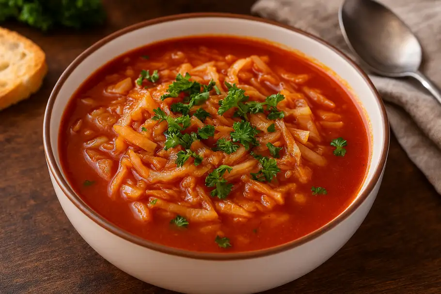 Фото готового рецепта Тушеная капуста в томатном супе по-польски