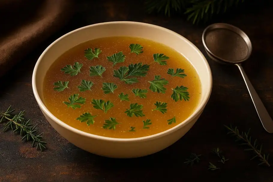 Фото готового рецепта Мясной бульон с пряностями