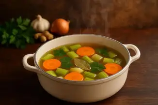 Превью рецепта Овощной бульон с кореньями – легкий и витаминный