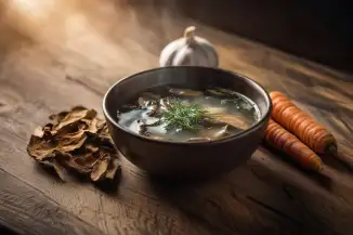 Превью рецепта Грибной бульон с зеленью - ароматный и полезный