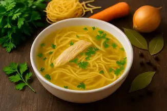 Превью рецепта Куриный бульон с лапшой