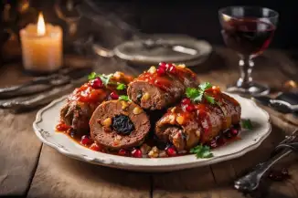 Превью рецепта Рулетики из свиной печени с черносливом и грецкими орехами