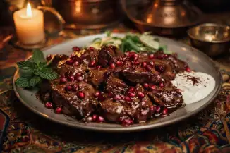 Превью рецепта Баранья печень в гранатово-медовом глазури - восточный рецепт