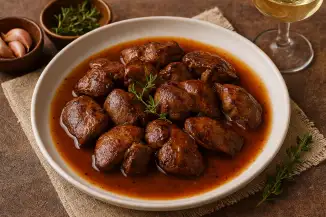 Превью рецепта Печень кролика в винном соусе - изысканный рецепт