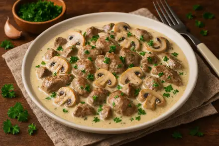 Фото Куриная печень в сливочном соусе с грибами - быстро и вкусно